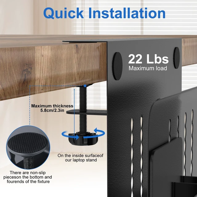 Alt view image 13 of 14 - Desk Side Storage, Single-Layer Steel Hanging Desk Organizer with Magnetic Pen Holder, No Drilling Desk Drawer Cable Management Tray, Under Table Laptop Holder for Office, School&Home(Black)
