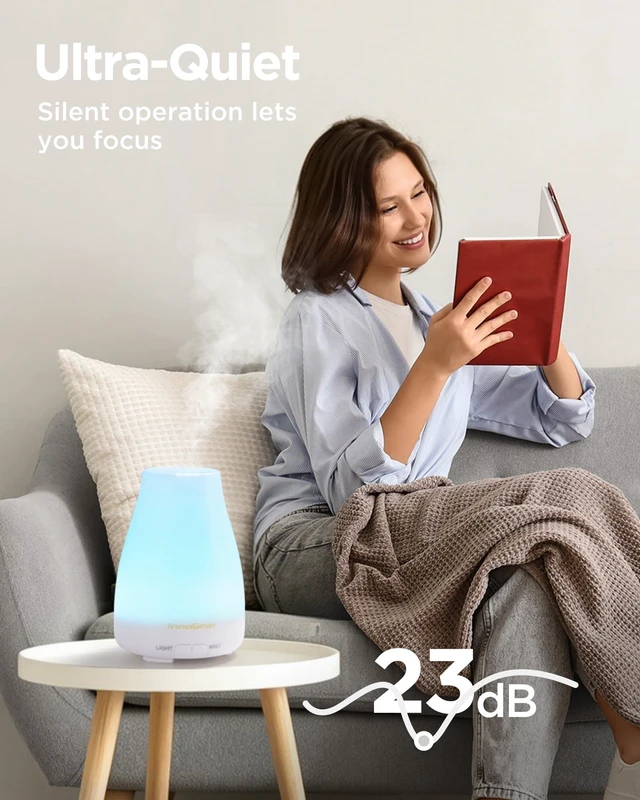 Alt view image 13 of 14 - Essential Oil Diffuser Ultrasonic Diffusers for Home, Basic White | 100ml, Small Humidifier, Cool Mist, Aromatherapy, Run up to 8hrs, Waterless Auto Off, 7 Lights, Living Room, Quiet, Bedroom