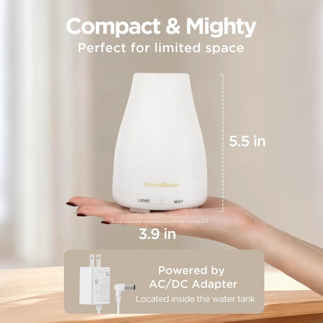 Alt view image 9 of 14 - Essential Oil Diffuser Ultrasonic Diffusers for Home, Basic White | 100ml, Small Humidifier, Cool Mist, Aromatherapy, Run up to 8hrs, Waterless Auto Off, 7 Lights, Living Room, Quiet, Bedroom