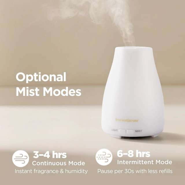 Alt view image 10 of 14 - Essential Oil Diffuser Ultrasonic Diffusers for Home, Basic White | 100ml, Small Humidifier, Cool Mist, Aromatherapy, Run up to 8hrs, Waterless Auto Off, 7 Lights, Living Room, Quiet, Bedroom