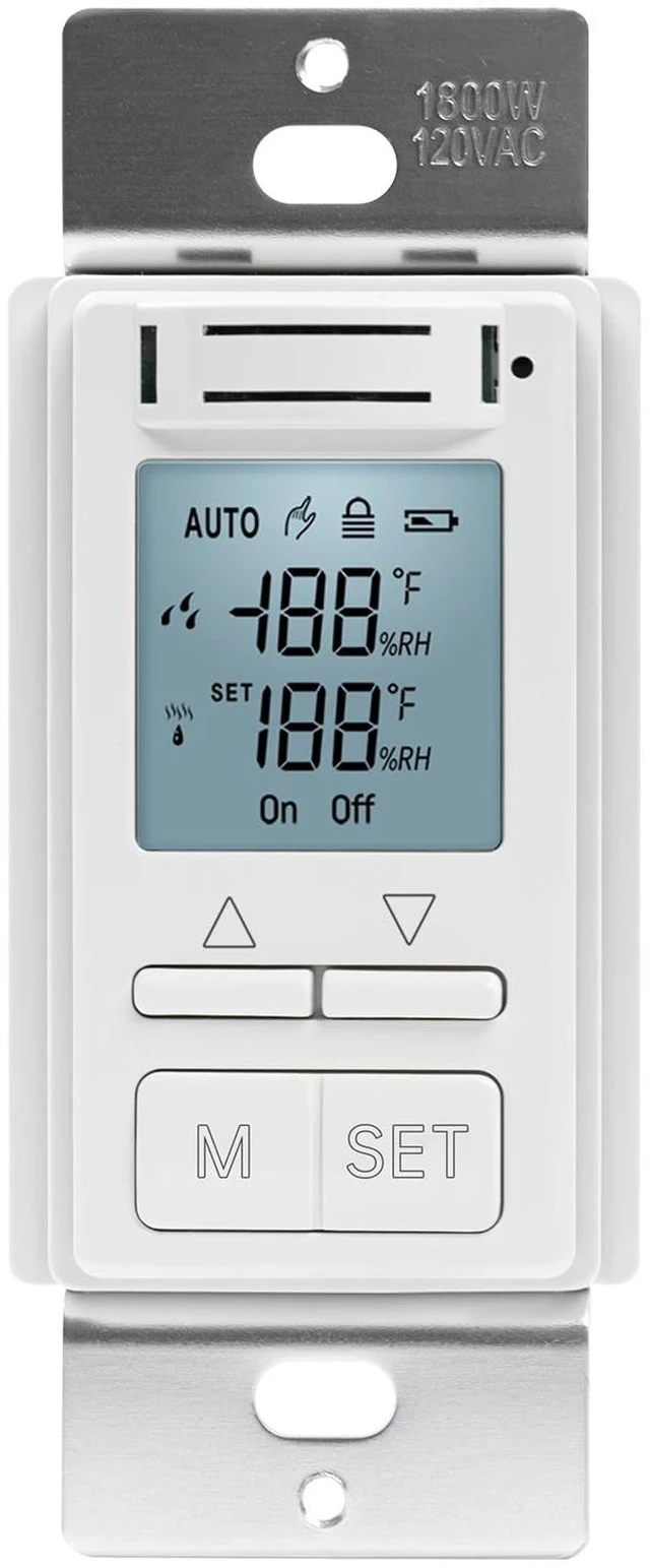 Alt view image 8 of 14 - Smart Humidity Sensor Switch, Auto Bathroom Fan Control with Real-Time LCD Display, for Bathroom Basement Garage Moisture Protection, Neutral Wire Required