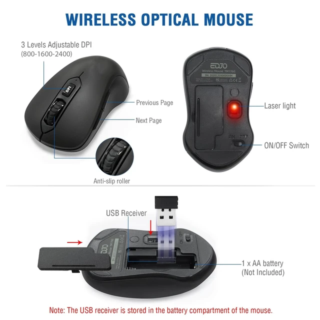Alt view image 12 of 14 - Wireless Keyboard and Mouse Combo, 2.4G Full-Sized Ergonomic Computer Keyboard with Wrist Rest and 3 Level DPI Adjustable Wireless Mouse for Windows, Mac OS Desktop/Laptop/PC