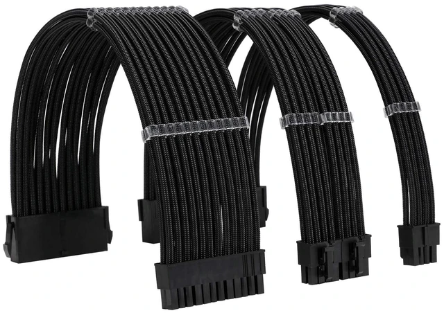 Alt view image 8 of 14 - Sleeve Extension Power Supply Cable Kit 18AWG ATX 24P+ EPS 8-P+PCI-E8-P with Combs for PSU to Motherboard/GPU (Black)