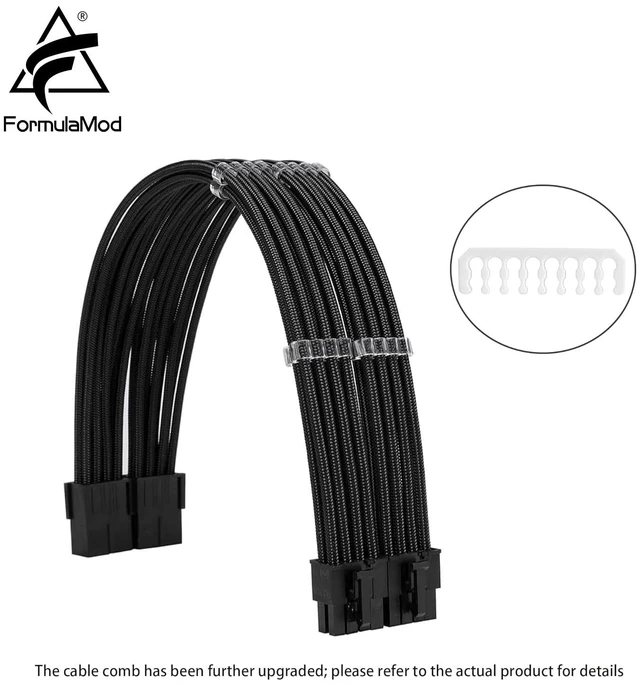 Alt view image 9 of 14 - Sleeve Extension Power Supply Cable Kit 18AWG ATX 24P+ EPS 8-P+PCI-E8-P with Combs for PSU to Motherboard/GPU (Black)