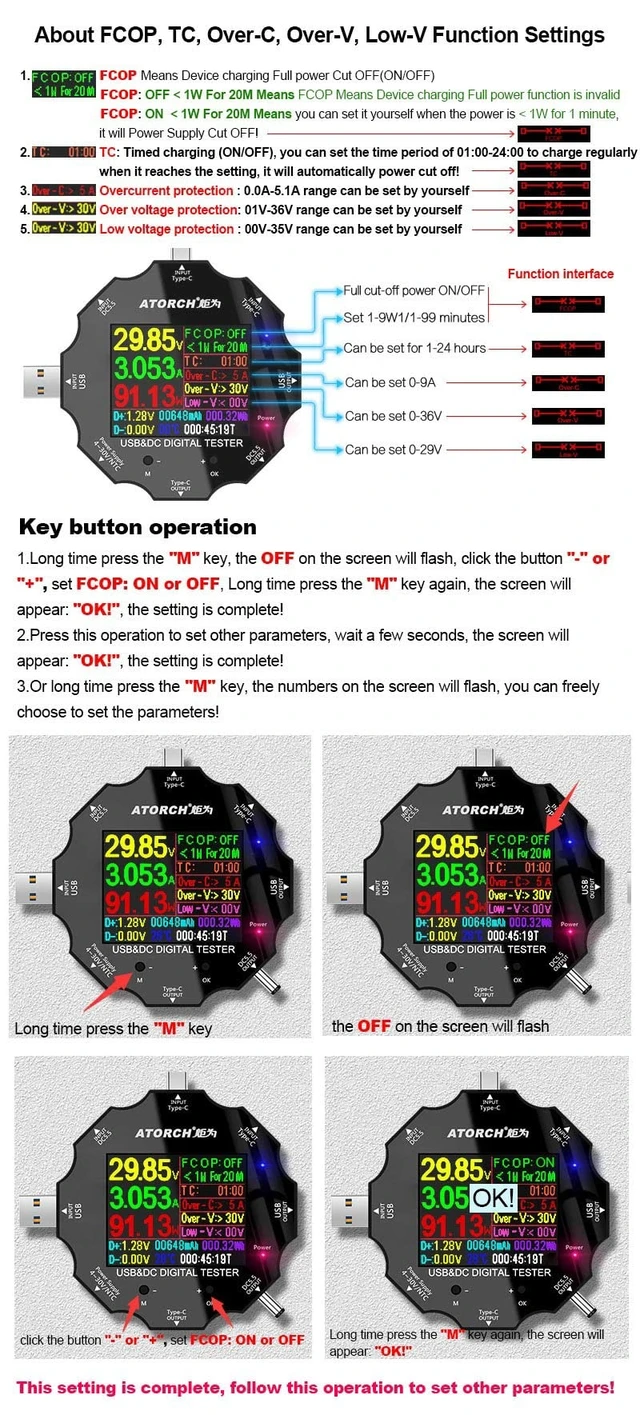 Alt view image 13 of 14 - USB C Tester, 3 in 1 Type C DC5.5 USB Meter USB Load Color Screen IPS Digital Multimeter,Voltage,Current,Power,Resistance,Capacity Detector,with Clip Cable Support PD2.0/PD3.0,QC2.0/QC3.0