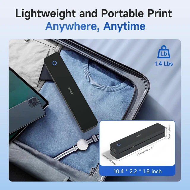 Alt view image 11 of 14 - Portable Printer Wireless for Travel - Bluetooth Mobile Printer Support for 8.5"x11" US Letter, Inkless Compatible with iOS, Android, Laptop for Office, Car and Home (pro, Black)