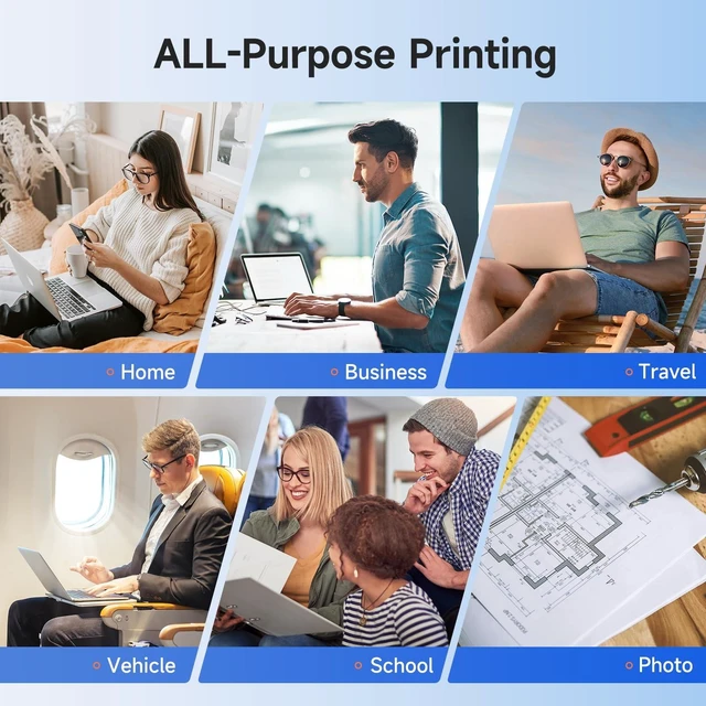Alt view image 14 of 14 - Portable Printer Wireless for Travel - Bluetooth Mobile Printer Support for 8.5"x11" US Letter, Inkless Compatible with iOS, Android, Laptop for Office, Car and Home (pro, Black)