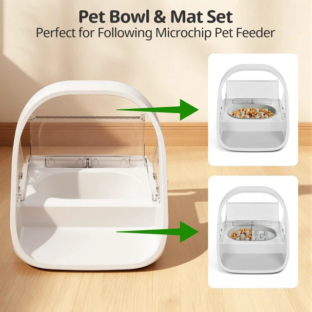 Alt view image 9 of 14 - Slow Feeder Bowl for Automatic Microchip Cat Pet Feeder, Helps Prevent Bloat & Improve Digestion, Easy to Clean, Slow Feeder Bowls & Mat