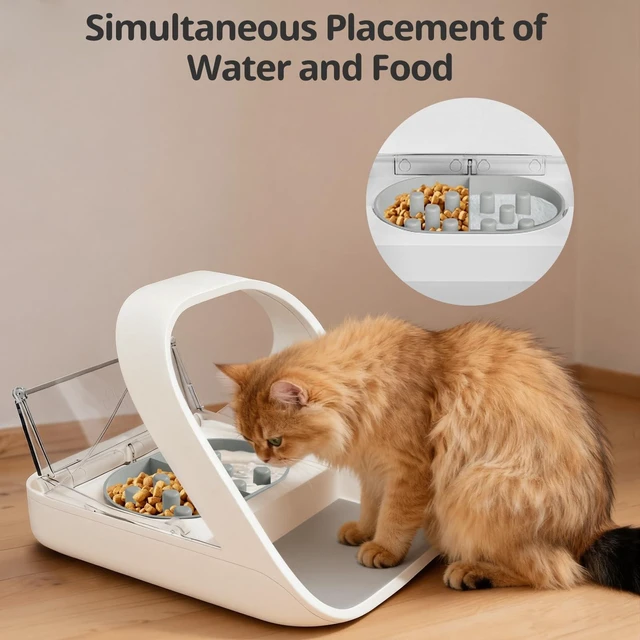 Alt view image 12 of 14 - Slow Feeder Bowl for Automatic Microchip Cat Pet Feeder, Helps Prevent Bloat & Improve Digestion, Easy to Clean, Slow Feeder Bowls & Mat