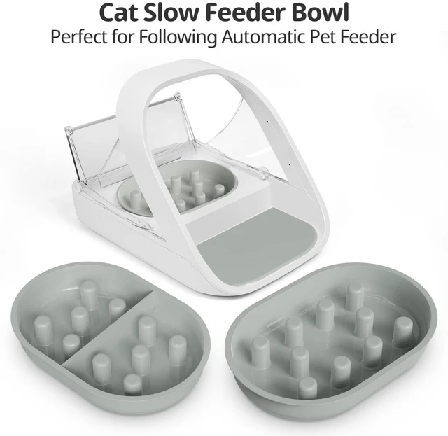 Alt view image 13 of 14 - Slow Feeder Bowl for Automatic Microchip Cat Pet Feeder, Helps Prevent Bloat & Improve Digestion, Easy to Clean, Slow Feeder Bowls & Mat