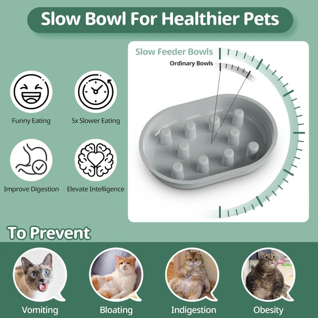 Alt view image 10 of 14 - Slow Feeder Bowl for Automatic Microchip Cat Pet Feeder, Helps Prevent Bloat & Improve Digestion, Easy to Clean, Slow Feeder Bowls & Mat