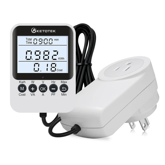 Alt view image 8 of 14 - Watt Meter Plug, Power Meter with Backlight, Upgraded Electricity Usage Monitor Consumption, Display Connected via Cable, Overload Protection, Wattage Meter For Home Electrical Monitoring