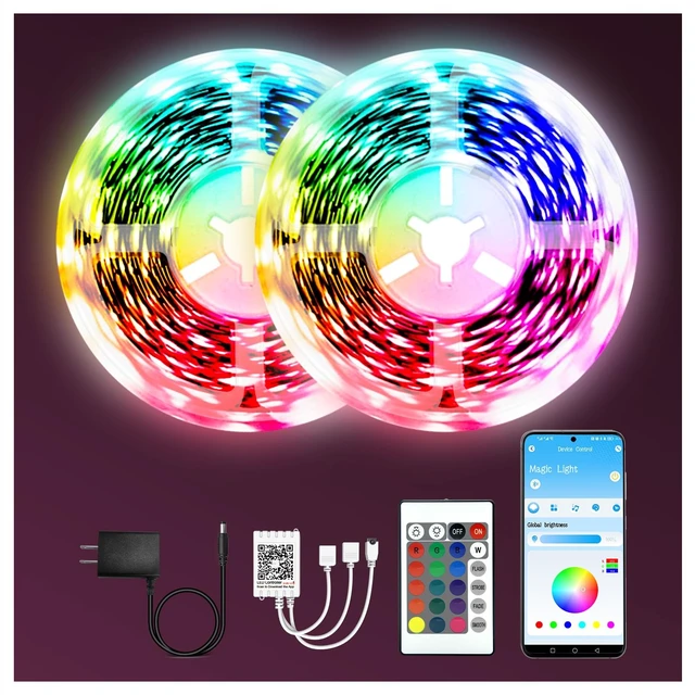 Alt view image 8 of 14 - Led Lights for Bedroom 130ft (2 Rolls of 65.6ft), Led Strip Lights with Remote & App Control, LED Light Strips for Decorative Purposes