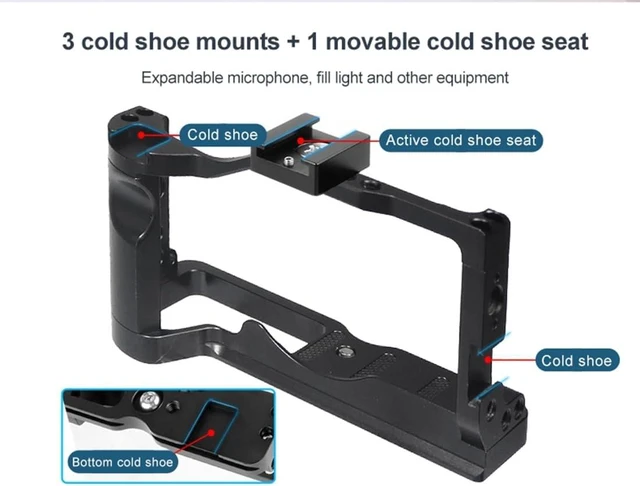Alt view image 10 of 14 - CNC M6 Mark2 Form-Fitting Camera Cage Rig with Cold Shoe Mount, Compatible with Canon EOS M6 Mark II Stabilizer