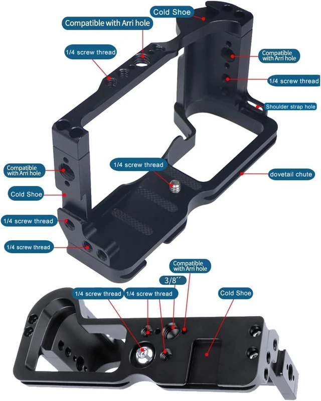 Alt view image 11 of 14 - CNC M6 Mark2 Form-Fitting Camera Cage Rig with Cold Shoe Mount, Compatible with Canon EOS M6 Mark II Stabilizer