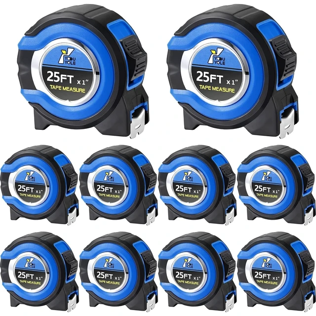 Alt view image 7 of 12 - 10 Pack Tape Measure with Fractions 1/8 Steel Measuring Tape Retractable Easy Read Measurement Ruler Steel Power Blade (25 ft X 1 in,Blue)