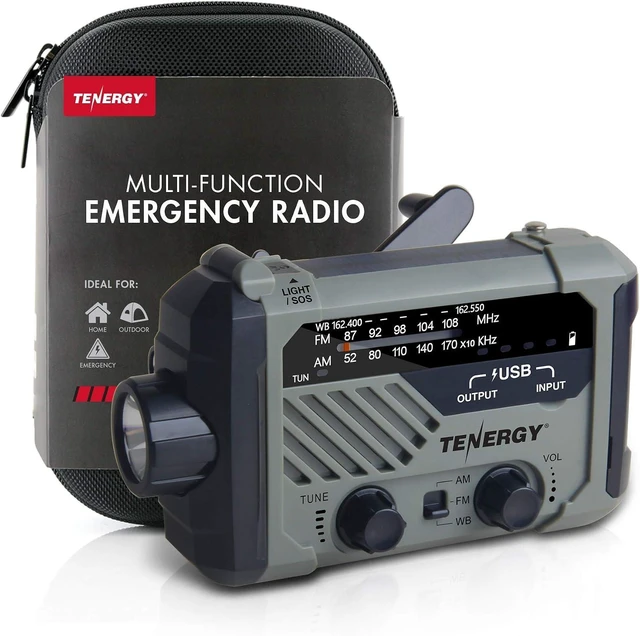 Alt view image 8 of 14 - Multifunctional Hand Crank Weather Radio with LED Flashlights, SOS Alarm, Cell Phone Charger, AM/FM/NOAA Radio Frequencies, Ideal for Emergencies