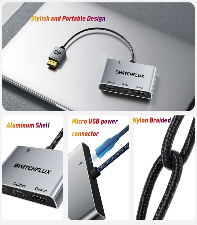 Alt view image 13 of 14 - DisplayPort to Dual HDMI with DP Adapter |4K@60Hz| Extended Display 1 in 3 Out MST Hub for Multiple Monitors Compatible with PC,NVIDIA/ Graphics Card