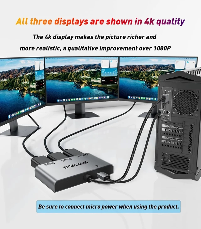 Alt view image 11 of 14 - DisplayPort to Dual HDMI with DP Adapter |4K@60Hz| Extended Display 1 in 3 Out MST Hub for Multiple Monitors Compatible with PC,NVIDIA/ Graphics Card