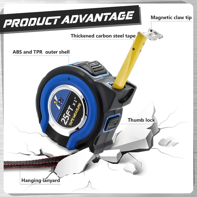 Alt view image 9 of 12 - 10 Pack Tape Measure with Fractions 1/8 Steel Measuring Tape Retractable Easy Read Measurement Ruler Steel Power Blade (25 ft X 1 in,Blue)