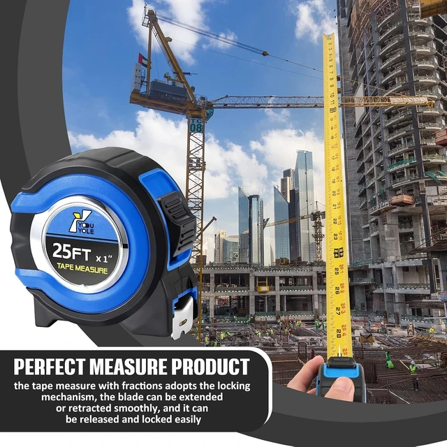 Alt view image 10 of 12 - 10 Pack Tape Measure with Fractions 1/8 Steel Measuring Tape Retractable Easy Read Measurement Ruler Steel Power Blade (25 ft X 1 in,Blue)