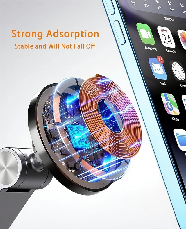 Alt view image 12 of 14 - Magnetic Aluminum Desk Stand for Phone, iPad & Tablet Overhead Arm Mount with 360° Rotating Base for MagSafe, iPhone & Android (Magnetic Gray)