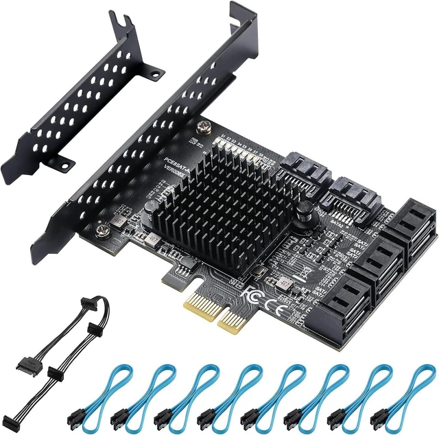Alt view image 8 of 14 - 8 Ports SATA 3.0 Controller Expansion Card with 8 SATA Cable, Gen3 6Gbps, Low Profile Bracket, for Windows 10/8 / Ubuntu ASM1064 and JMB575
