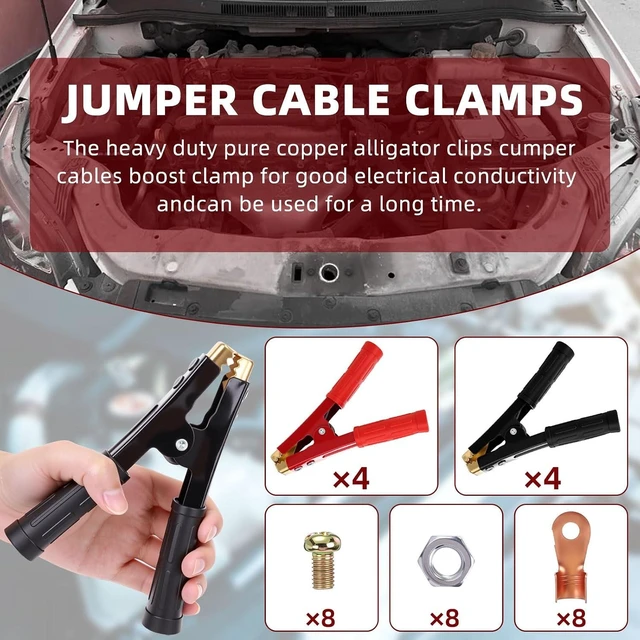 Alt view image 9 of 14 - 12 Pcs Battery Jumper Cable Clips Heavy Duty Car Battery Charger Clamps Pure Copper 500-1000a with Insulating Sheath Jumper Cable Ends for Cables All Kinds of Cars and Boats