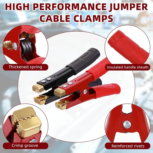 Alt view image 13 of 14 - 12 Pcs Battery Jumper Cable Clips Heavy Duty Car Battery Charger Clamps Pure Copper 500-1000a with Insulating Sheath Jumper Cable Ends for Cables All Kinds of Cars and Boats