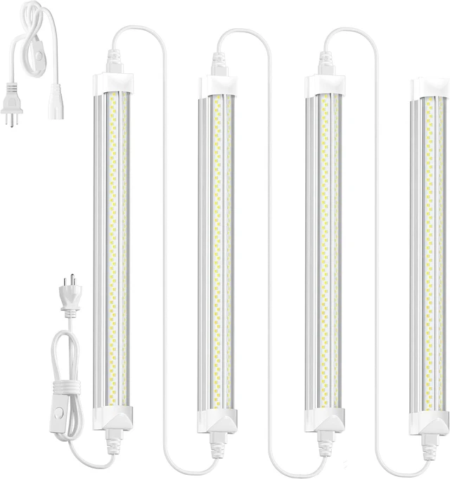 Alt view image 8 of 14 - LED Shop Lights for Garage Workshop, Super Brightness 6500K 25W Daylight 3750LM, Plug and Play, Linkable T8 Tube Fixtures, Utility Shop Light (4 Pack)