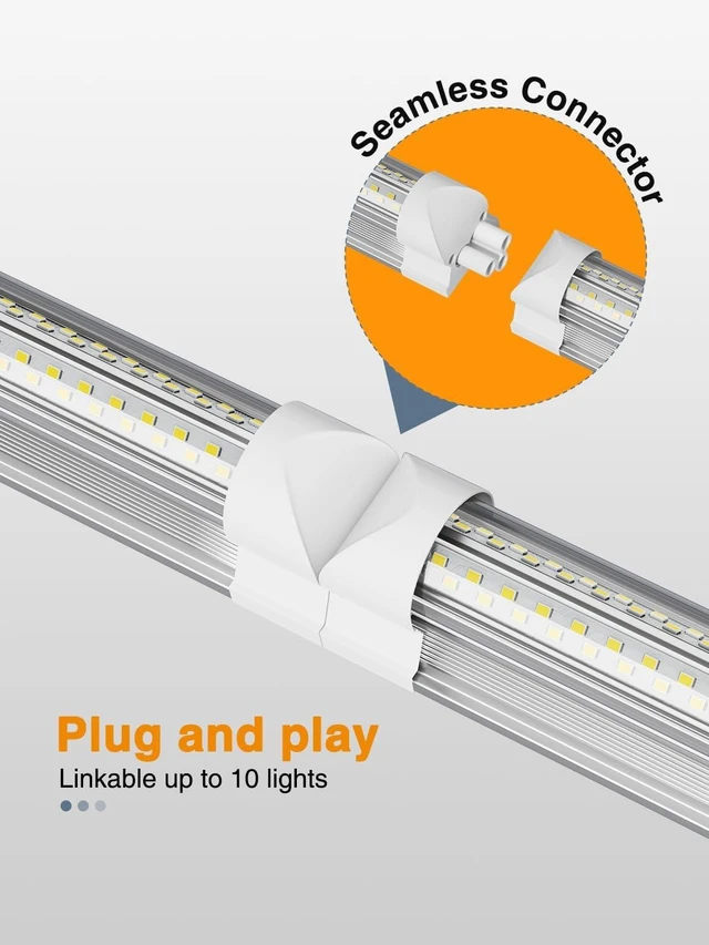 Alt view image 12 of 14 - LED Shop Lights for Garage Workshop, Super Brightness 6500K 25W Daylight 3750LM, Plug and Play, Linkable T8 Tube Fixtures, Utility Shop Light (4 Pack)