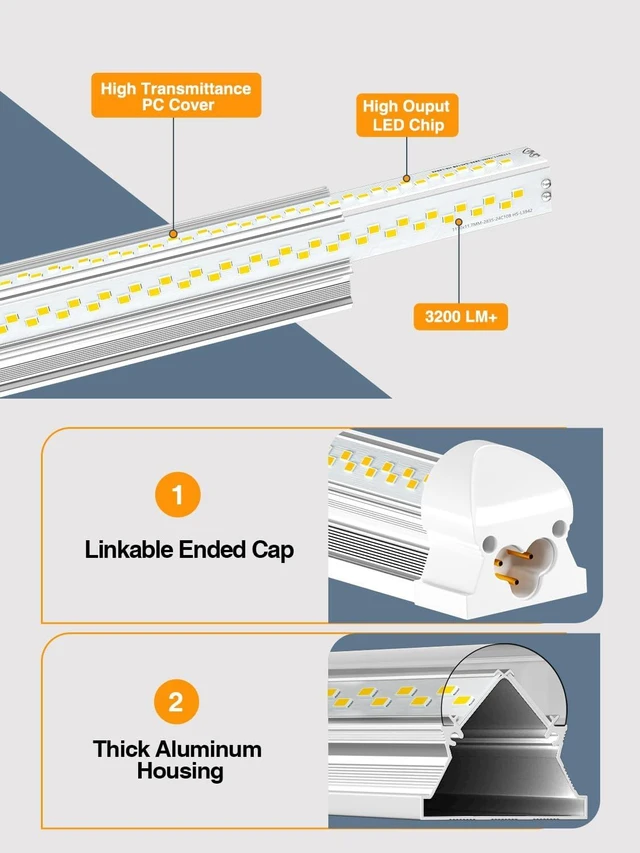 Alt view image 11 of 14 - LED Shop Lights for Garage Workshop, Super Brightness 6500K 25W Daylight 3750LM, Plug and Play, Linkable T8 Tube Fixtures, Utility Shop Light (4 Pack)