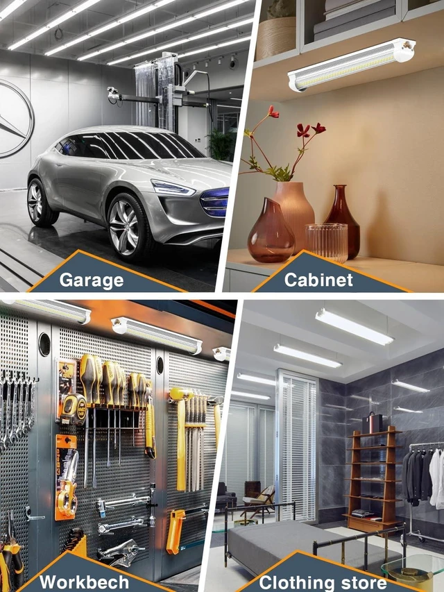 Alt view image 14 of 14 - LED Shop Lights for Garage Workshop, Super Brightness 6500K 25W Daylight 3750LM, Plug and Play, Linkable T8 Tube Fixtures, Utility Shop Light (4 Pack)