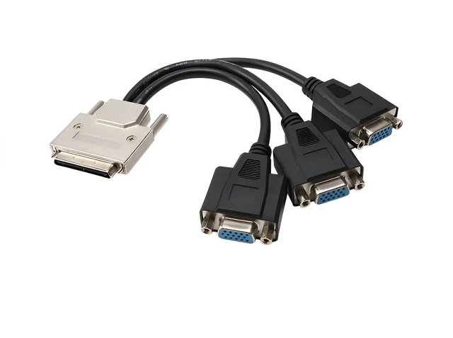 Alt view image 8 of 14 - VHDCI Breakout Cable&Adapter-VHDCI(SCSI 68Pin) M to 3-Port VGA Female Splitter Breakout Cable for NVIDIA and VisionTek Graphics Cards