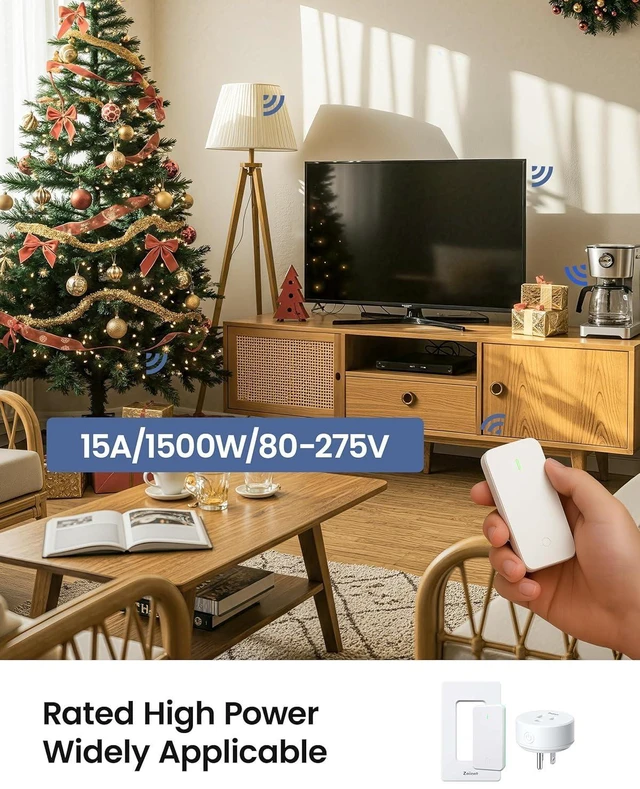 Alt view image 14 of 14 - Remote Control Outlet Plug Switch, Buckle Design & Removable Wireless Light Switch, 300 ft, 15A/1500W, Programmable, for Household Appliances(3 Pack)