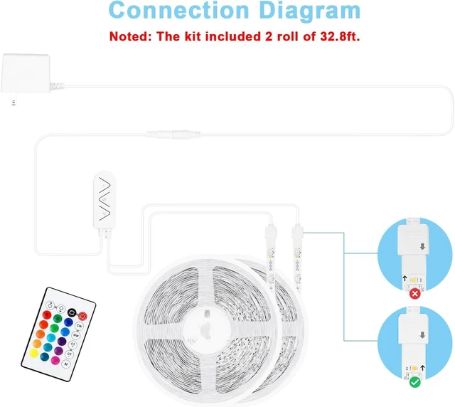 Alt view image 13 of 14 - RGBWW Bluetooth LED Strip Lights, 65.6ft Tunable White 3000K to 6500K+RGB Led Light Strips, Music Sync Color Changing Indoor LED Rope Lights for Cabinet, Bedroom,2 Roll of 32.8ft
