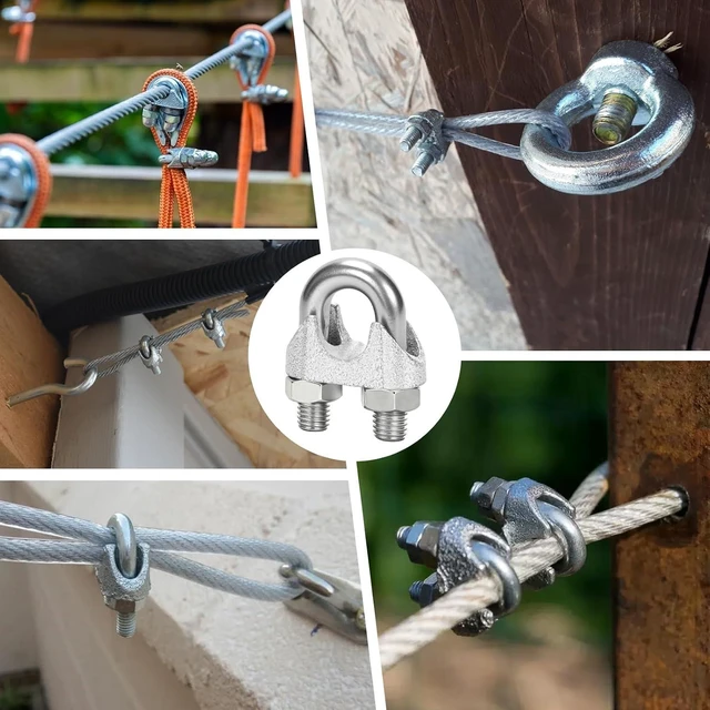 Alt view image 13 of 14 - 25 Pcs 5/8" M16 Wire Rope Clip Cable Clamps, Galvanized U-Bolt Saddle Fasteners for Fixed Tent Rope, Wire Rope, Wire Cable, Clothes Lines
