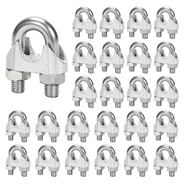 Alt view image 8 of 14 - 25 Pcs 5/8" M16 Wire Rope Clip Cable Clamps, Galvanized U-Bolt Saddle Fasteners for Fixed Tent Rope, Wire Rope, Wire Cable, Clothes Lines