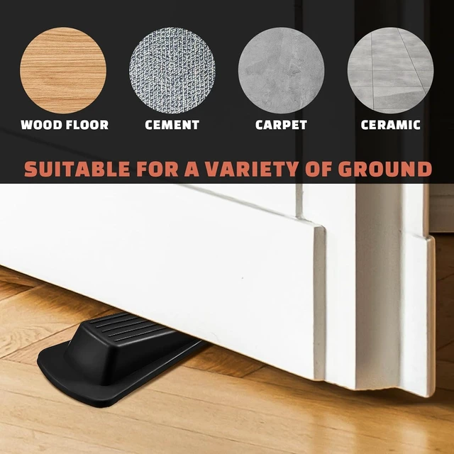 Alt view image 13 of 14 - 48 Pcs Door Stoppers Bulk Rubber Stop Height up to 1.2 Inches Wedge Stopper for Heavy Duty Door Bottom Carpet Tile Concrete Wooden Floor (Black)