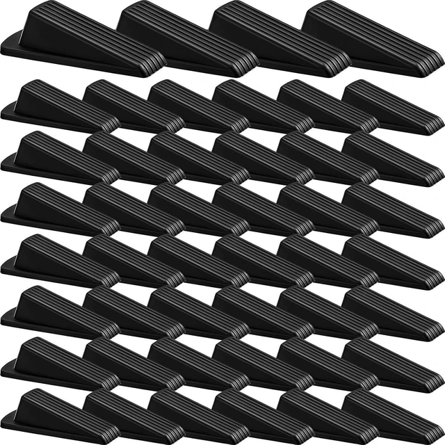 Alt view image 8 of 14 - 48 Pcs Door Stoppers Bulk Rubber Stop Height up to 1.2 Inches Wedge Stopper for Heavy Duty Door Bottom Carpet Tile Concrete Wooden Floor (Black)