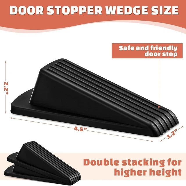 Alt view image 9 of 14 - 48 Pcs Door Stoppers Bulk Rubber Stop Height up to 1.2 Inches Wedge Stopper for Heavy Duty Door Bottom Carpet Tile Concrete Wooden Floor (Black)