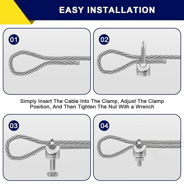 Alt view image 11 of 14 - 25 Pcs 5/8" M16 Wire Rope Clip Cable Clamps, Galvanized U-Bolt Saddle Fasteners for Fixed Tent Rope, Wire Rope, Wire Cable, Clothes Lines