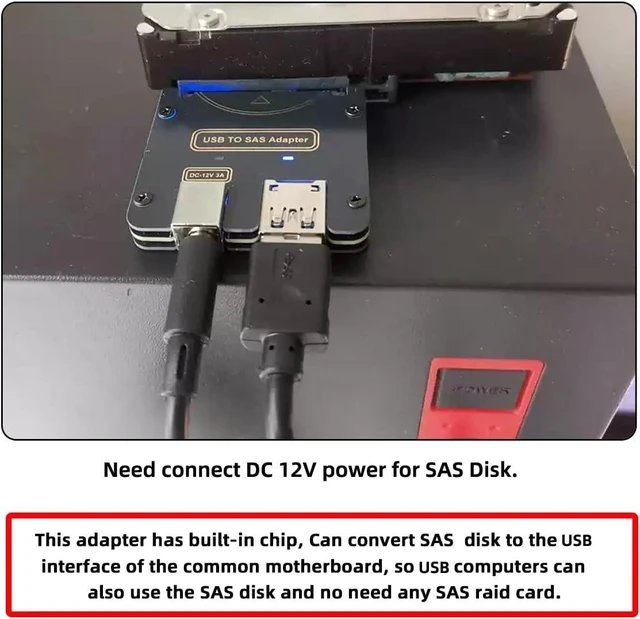 Alt view image 9 of 14 - SFF-8482 SAS 29Pin to USB 3.0 5Gbps HDD Disk Drive Raid Adapter 5Gbps with Chipset and Power Port (Need 12V/3A Power Supply)