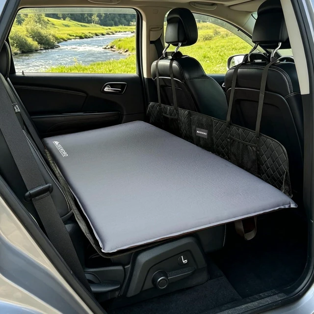 Alt view image 8 of 14 - Car Air Mattress, SUV Self-Inflating Air Mattress with Memory Foam for Camping, Ultralight Camping Bed with Pump, Portable Sleeping Pad -Grey