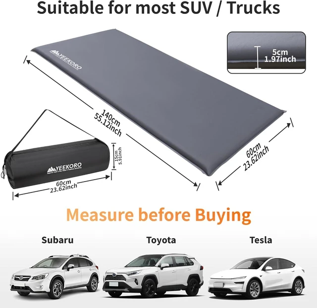 Alt view image 9 of 14 - Car Air Mattress, SUV Self-Inflating Air Mattress with Memory Foam for Camping, Ultralight Camping Bed with Pump, Portable Sleeping Pad -Grey