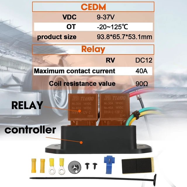 Alt view image 10 of 14 - 12V/24V Thermatic Dual Fan Controller Switch #0444, 104F-230F Range LED Real-Time Display, Digital Radiator Electric Fan Relay Kit