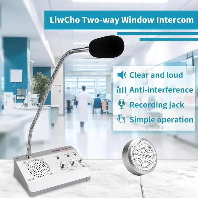 Alt view image 9 of 14 - Dual-Way Window Intercom System,High Power Speaker,Microphone Speaker for Teller Window, Two Way Interphone for Bank,Hospital,Business,Office.