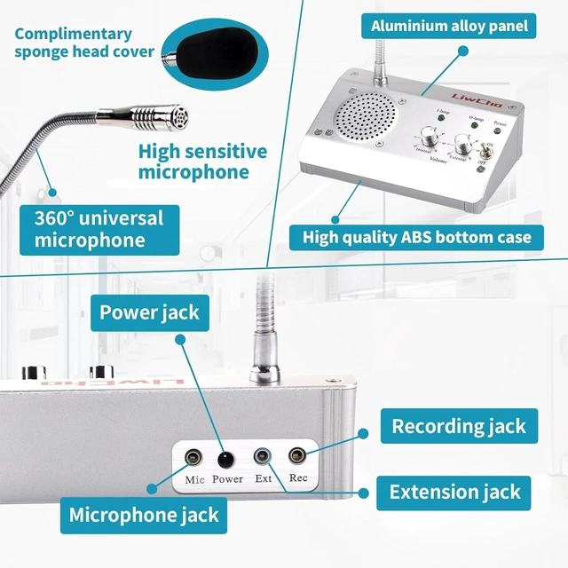 Alt view image 12 of 14 - Dual-Way Window Intercom System,High Power Speaker,Microphone Speaker for Teller Window, Two Way Interphone for Bank,Hospital,Business,Office.