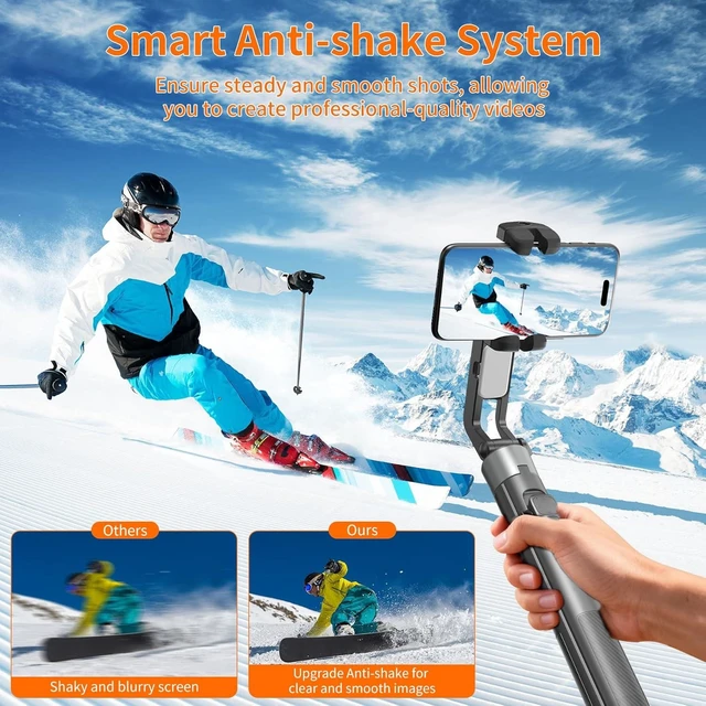 Alt view image 9 of 14 - 360° Face Tracking Selfie Stick Tripod with Handheld stabilizer Function, 70.9" Extendable Phone Tripod for iPhone with Light & Remote
