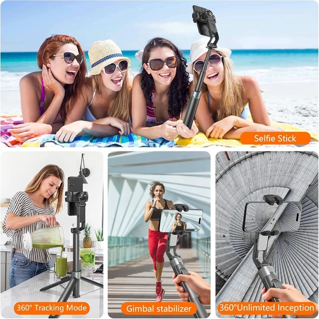 Alt view image 12 of 14 - 360° Face Tracking Selfie Stick Tripod with Handheld stabilizer Function, 70.9" Extendable Phone Tripod for iPhone with Light & Remote